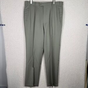 Vitali Collection Made In Italy Wool Dress Pants Pleated Front Olive Green‎